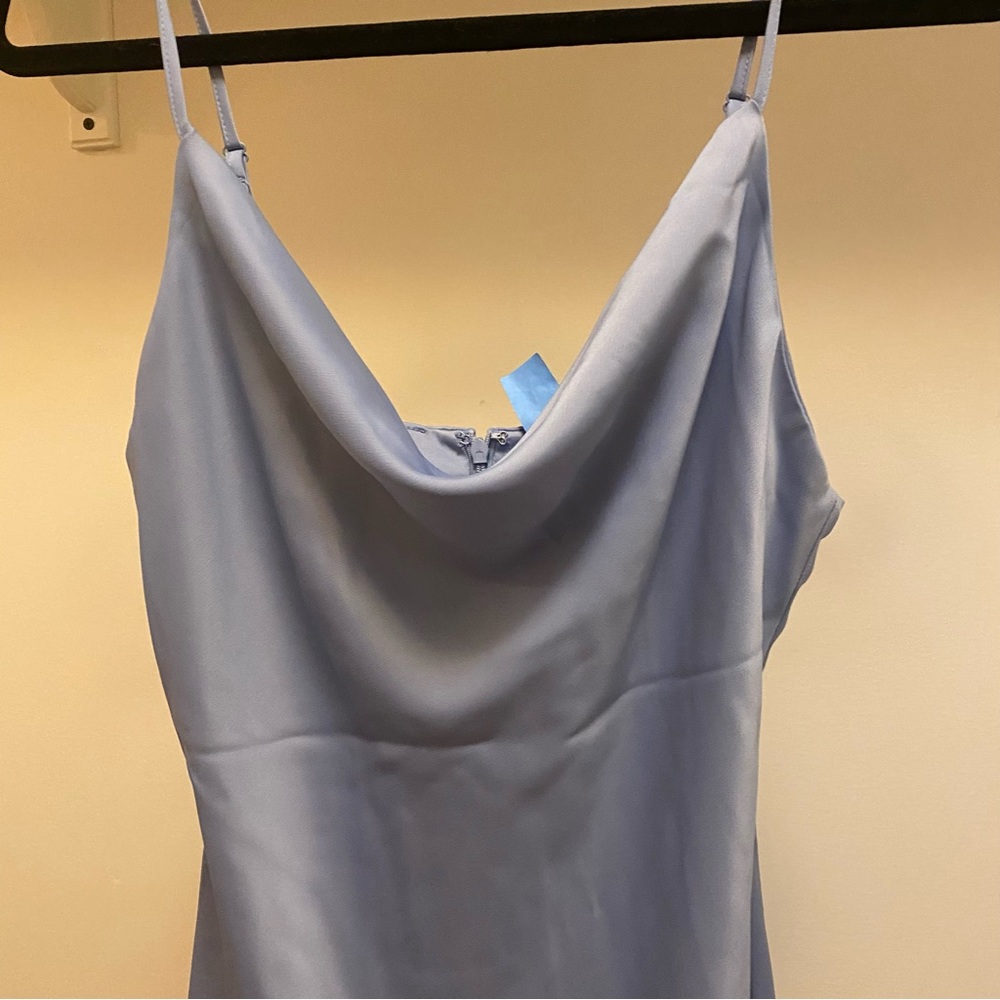 Mini Baby Blue Cowl Neck Dress: Size M